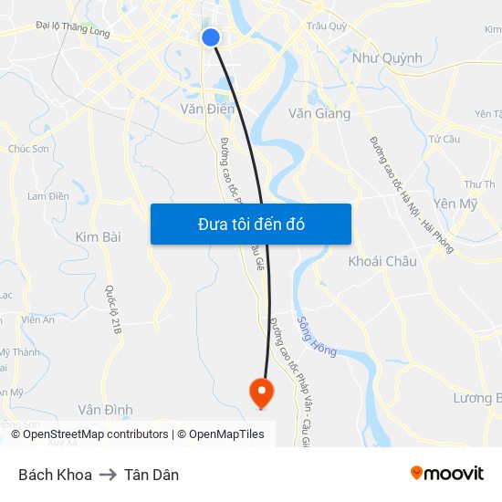 Bách Khoa to Tân Dân map