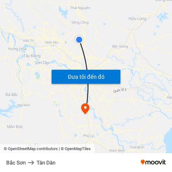 Bắc Sơn to Tân Dân map