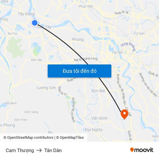 Cam Thượng to Tân Dân map