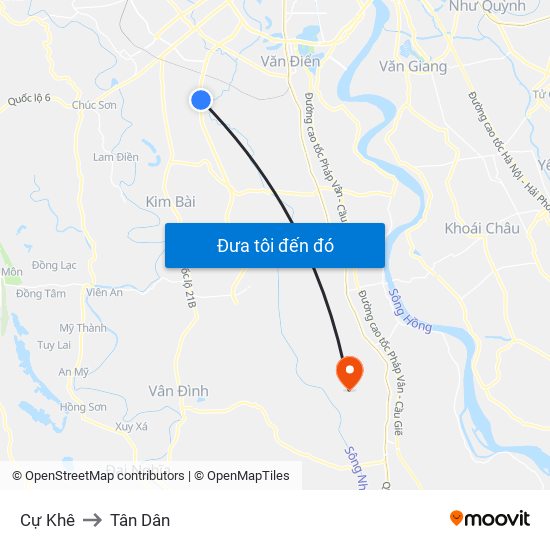 Cự Khê to Tân Dân map