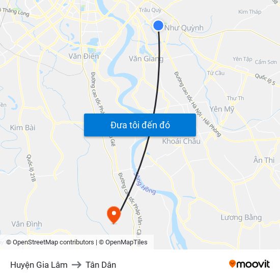 Huyện Gia Lâm to Tân Dân map