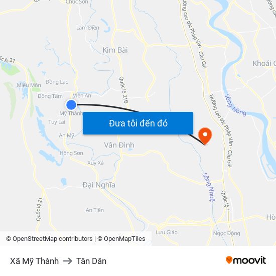 Xã Mỹ Thành to Tân Dân map