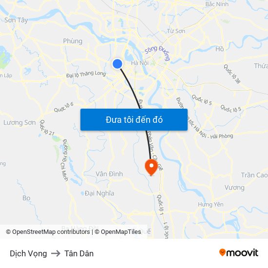 Dịch Vọng to Tân Dân map