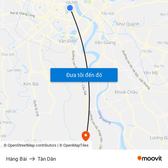 Hàng Bài to Tân Dân map