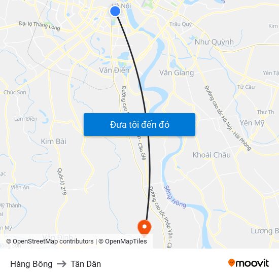Hàng Bông to Tân Dân map