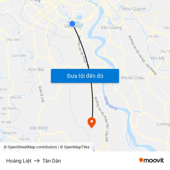 Hoàng Liệt to Tân Dân map