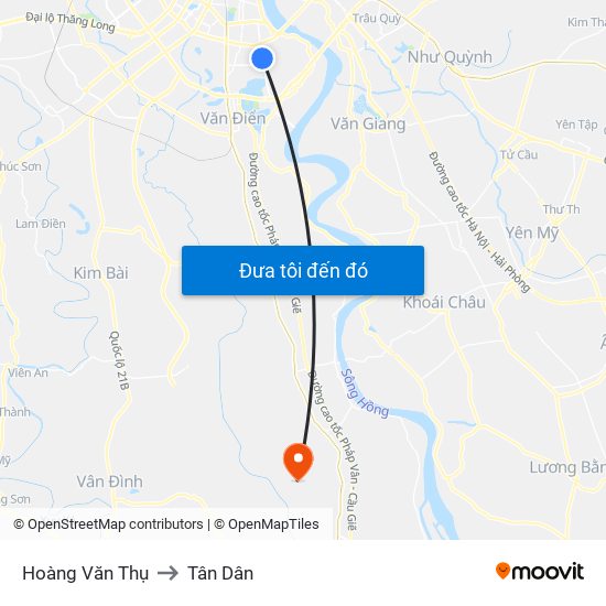 Hoàng Văn Thụ to Tân Dân map