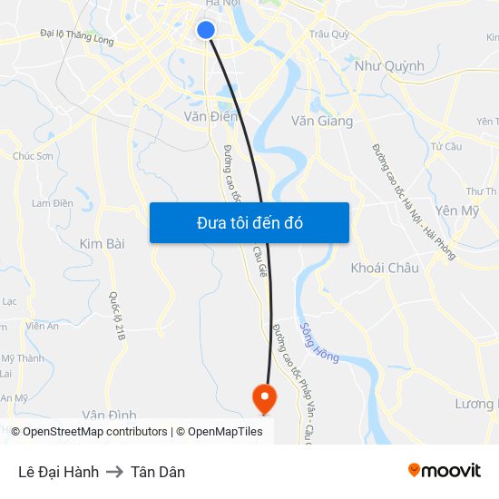 Lê Đại Hành to Tân Dân map