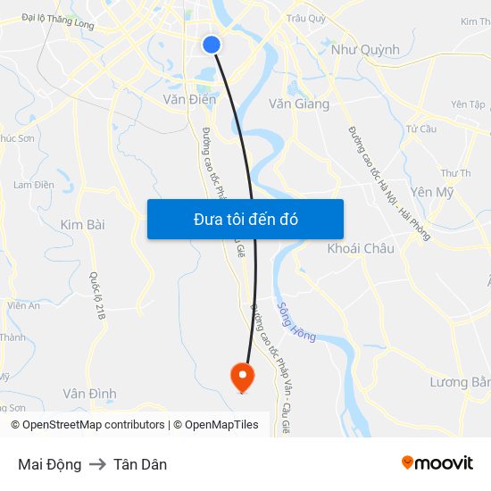 Mai Động to Tân Dân map