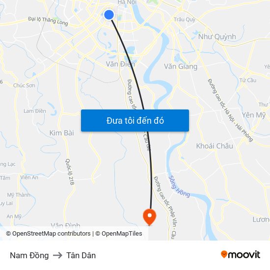 Nam Đồng to Tân Dân map