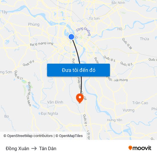 Đồng Xuân to Tân Dân map