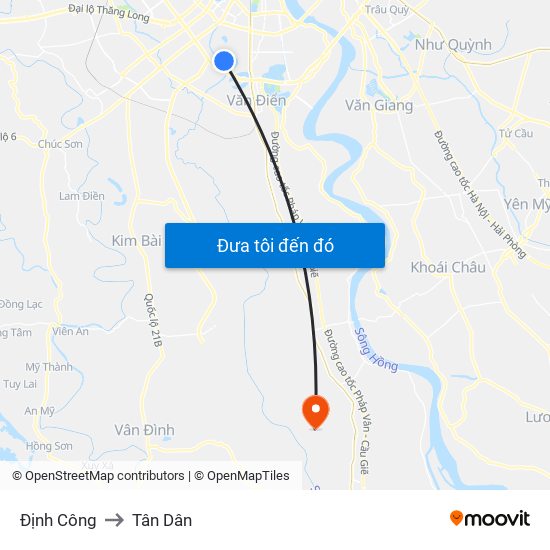 Định Công to Tân Dân map