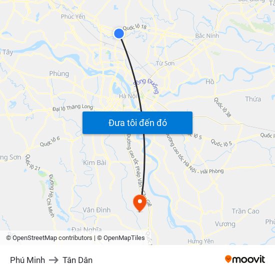 Phú Minh to Tân Dân map