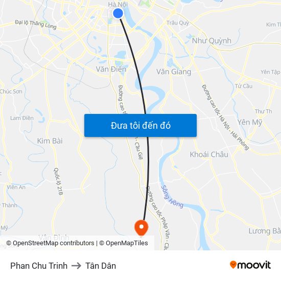 Phan Chu Trinh to Tân Dân map