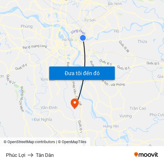 Phúc Lợi to Tân Dân map