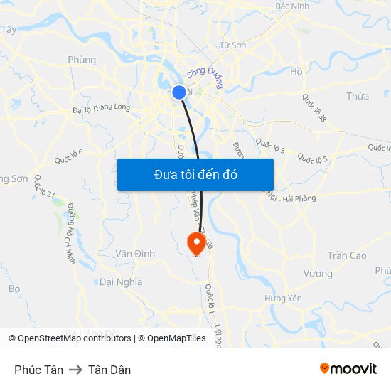 Phúc Tân to Tân Dân map