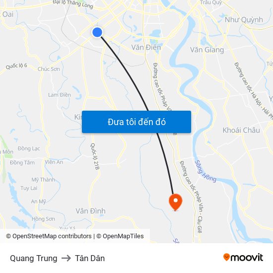 Quang Trung to Tân Dân map