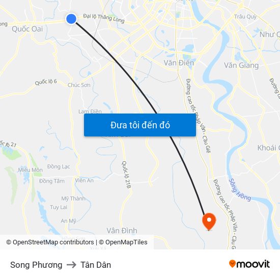 Song Phương to Tân Dân map