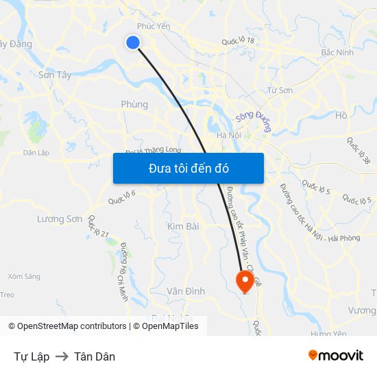 Tự Lập to Tân Dân map