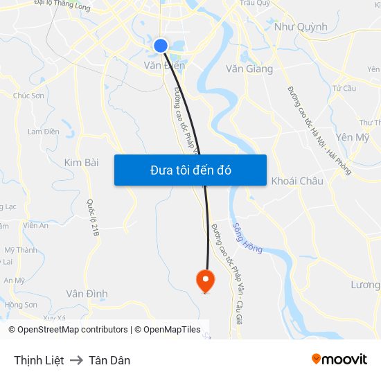 Thịnh Liệt to Tân Dân map