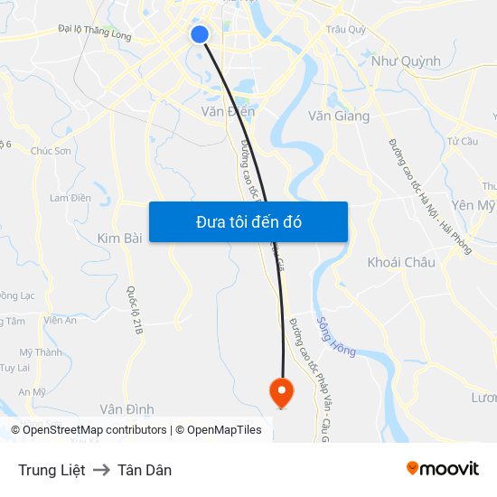 Trung Liệt to Tân Dân map