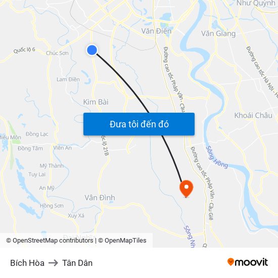 Bích Hòa to Tân Dân map