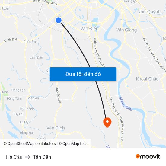 Hà Cầu to Tân Dân map