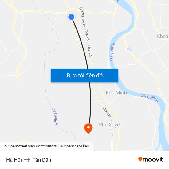 Hà Hồi to Tân Dân map