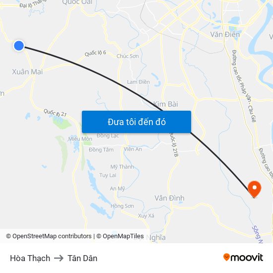 Hòa Thạch to Tân Dân map