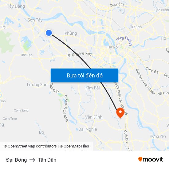 Đại Đồng to Tân Dân map