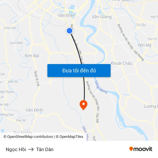 Ngọc Hồi to Tân Dân map
