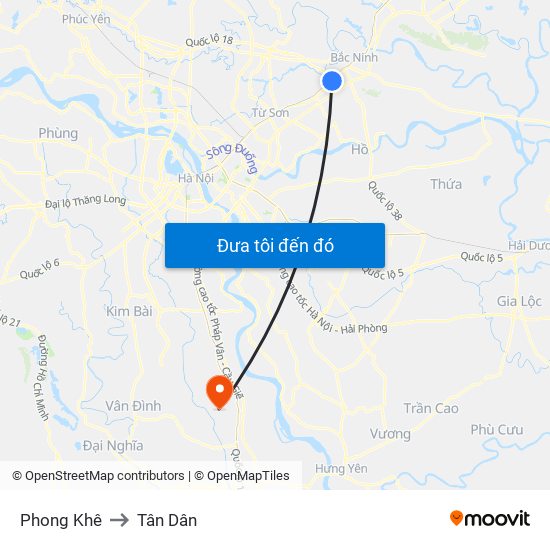 Phong Khê to Tân Dân map
