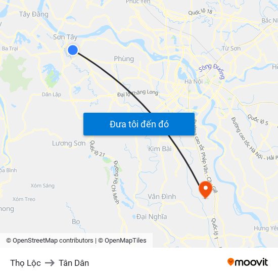 Thọ Lộc to Tân Dân map