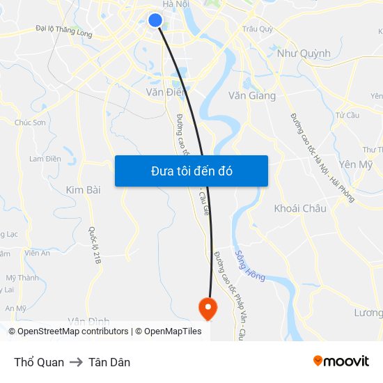 Thổ Quan to Tân Dân map