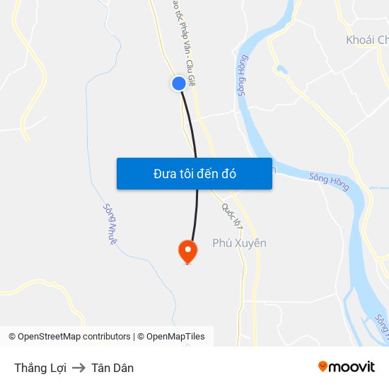 Thắng Lợi to Tân Dân map