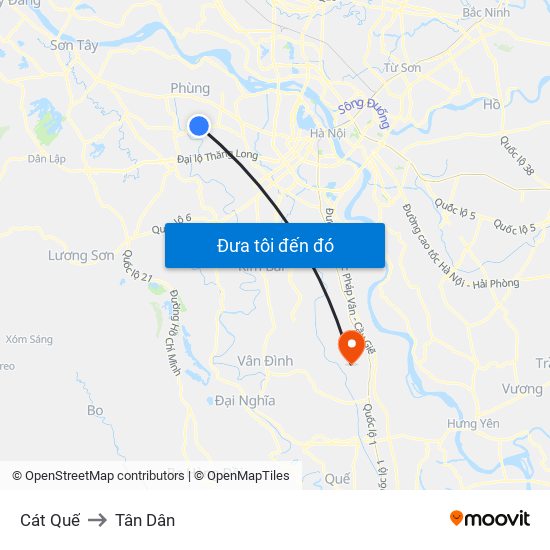 Cát Quế to Tân Dân map