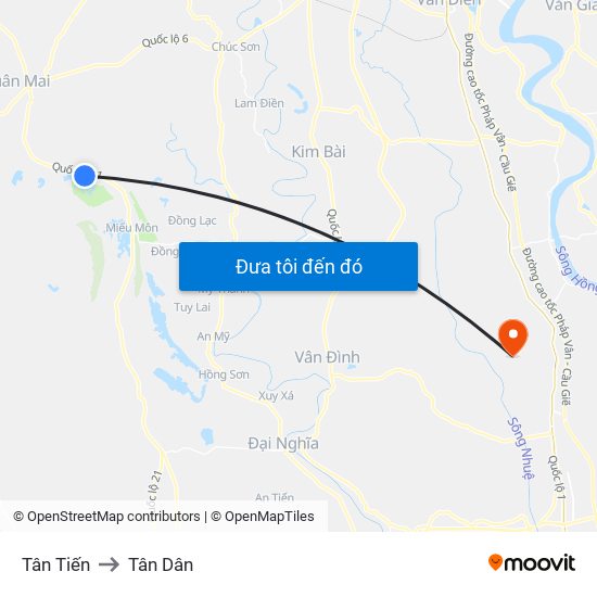 Tân Tiến to Tân Dân map