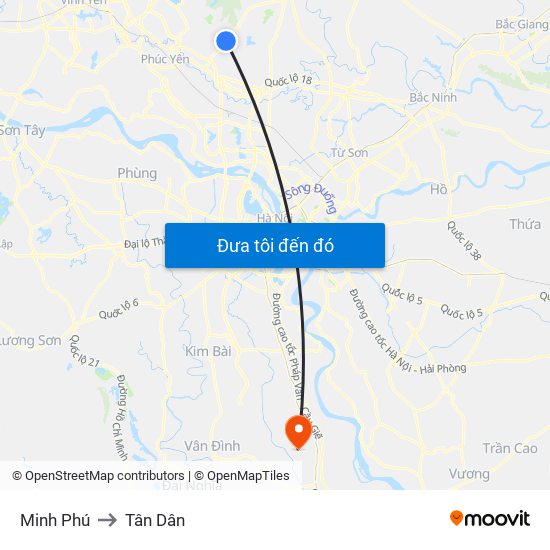 Minh Phú to Tân Dân map