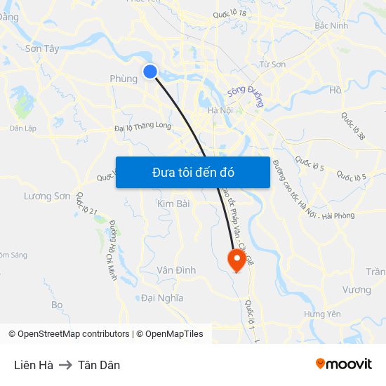 Liên Hà to Tân Dân map