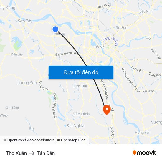 Thọ Xuân to Tân Dân map