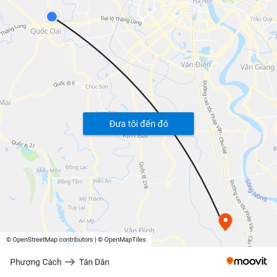 Phượng Cách to Tân Dân map