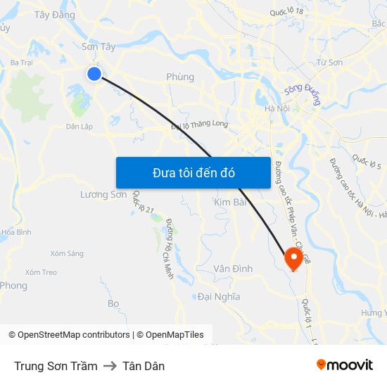 Trung Sơn Trầm to Tân Dân map