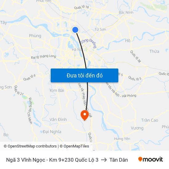 Ngã 3 Vĩnh Ngọc - Km 9+230 Quốc Lộ 3 to Tân Dân map