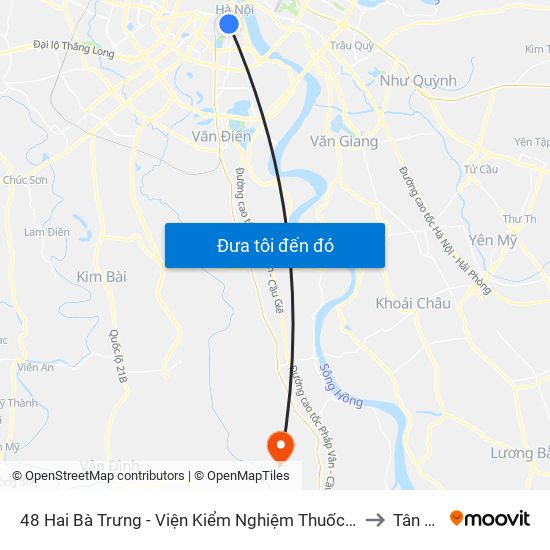 48 Hai Bà Trưng - Viện Kiểm Nghiệm Thuốc Trung Ương to Tân Dân map