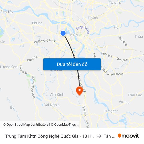 Trung Tâm Khtn Công Nghệ Quốc Gia - 18 Hoàng Quốc Việt to Tân Dân map