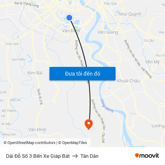 Dải Đỗ Số 3 Bến Xe Giáp Bát to Tân Dân map