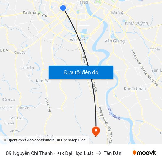 89 Nguyễn Chí Thanh - Ktx Đại Học Luật to Tân Dân map