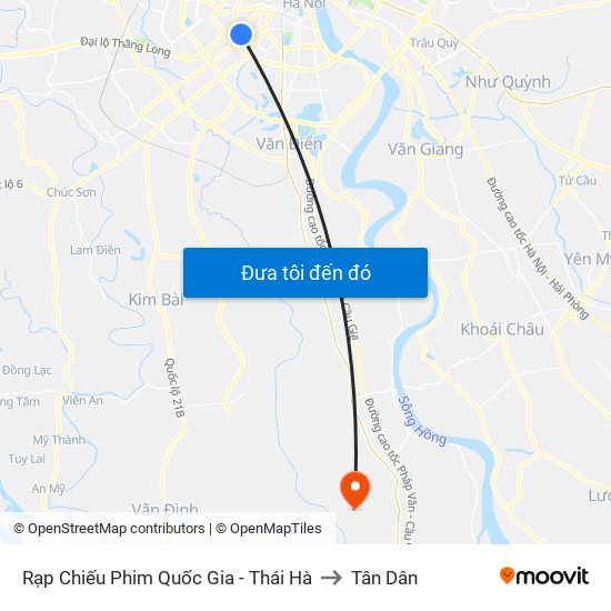 Rạp Chiếu Phim Quốc Gia - Thái Hà to Tân Dân map