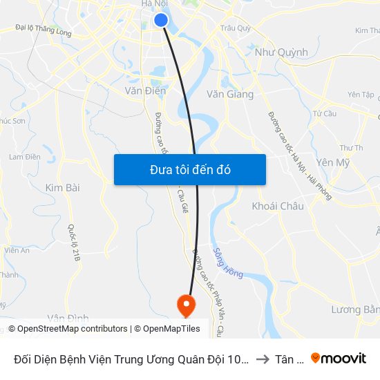 Đối Diện Bệnh Viện Trung Ương Quân Đội 108 - Trần Hưng Đạo to Tân Dân map