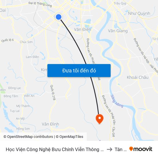 Học Viện Công Nghệ Bưu Chính Viễn Thông - Trần Phú (Hà Đông) to Tân Dân map